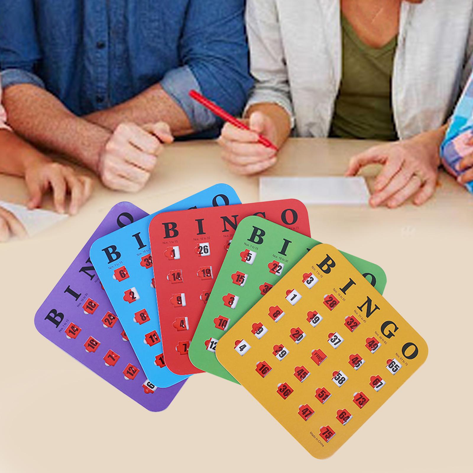 Party Games Large Groups - 5 ชิ้นการ์ดเกมบิงโกขนาดใหญ่พิมพ์บิงโกกระดาษแข็งอ่านง่ายด้วยปลายนิ้วหน้าต่างบานเลื่อนสําหรับกลุ่มขนาดใหญ่ผู้ใหญ่เกมปาร์ตี้