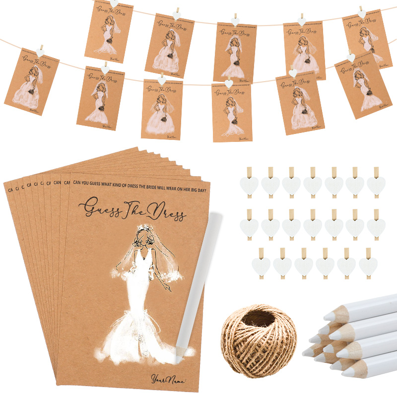 Party Games Bridal Shower - 10/20 ชุด Guess งานแต่งงานชุดเกมการ์ดปากกาคลิปหัวใจเจ้าสาวเกมสําหรับผู้เข้าพักงานแต่งงานหมั้นตกแต่ง