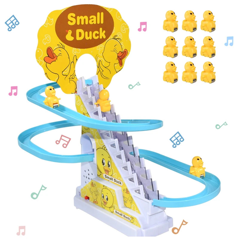 Ladder Toss Set - ชุดของเล่นเป็ดปีนป่ายอัตโนมัติ, ราง DIY และรถไฟเหาะพร้อมไฟและเสียงเพลง, ของขวัญเกมแข่งขันเพื่อการศึกษาแบบอินเทอร์แอคทีฟ