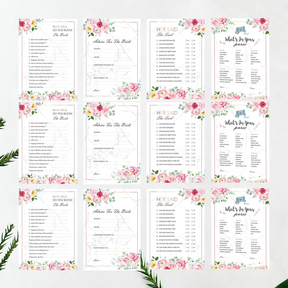Party Games Bridal Shower - การ์ดปาร์ตี้สละโสด 48 ใบ สำหรับเกมปาร์ตี้เจ้าสาว เกมงานเลี้ยงสละโสด การ์ดท้าทาย