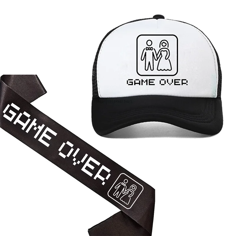 Party Games Bridal Shower - สายสะพายข้างเจ้าบ่าวตัวใหม่ หมวกเกมโอเวอร์ สำหรับงานปาร์ตี้สละโสด งานเลี้ยงสละโสดชาย ของตกแต่งงานแต่งงาน งานหมั้น